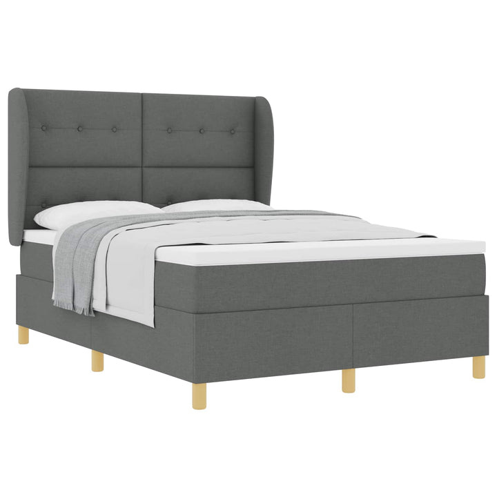 Box spring seng med madras Mørkegrå 190 x 140 cm Stof