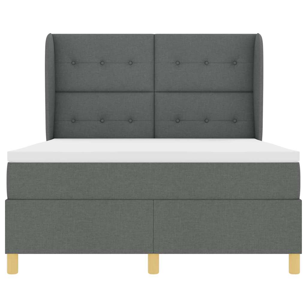 Box spring seng med madras Mørkegrå 190 x 140 cm Stof