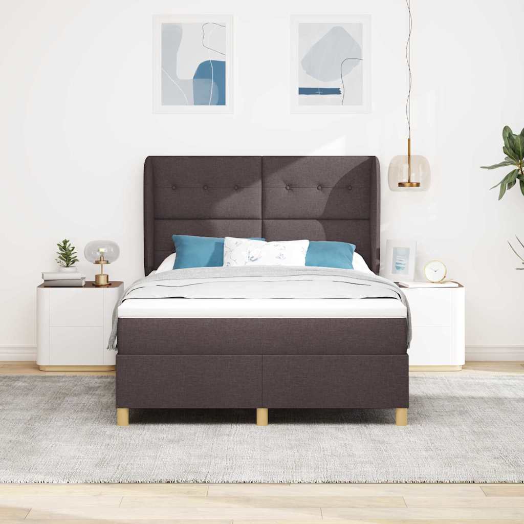 Box spring seng med madras Mørk Brun 190 x 140 cm Stof