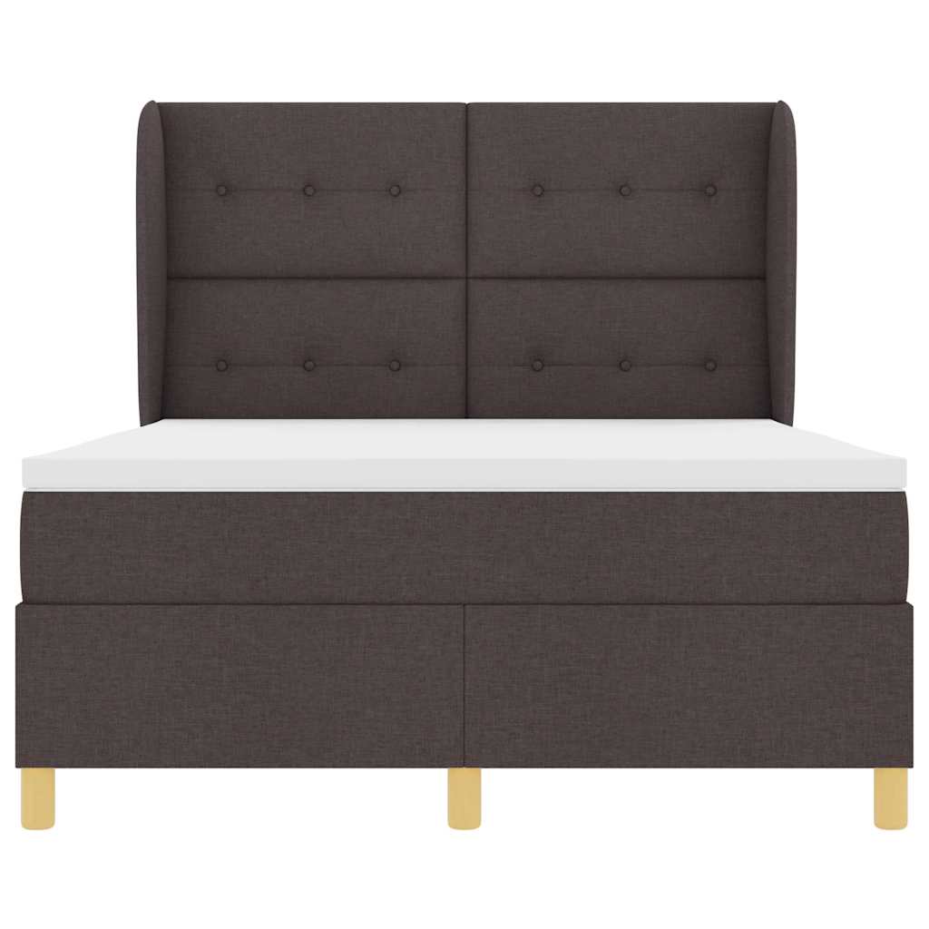 Box spring seng med madras Mørk Brun 190 x 140 cm Stof