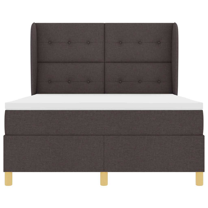 Box spring seng med madras Mørk Brun 190 x 140 cm Stof