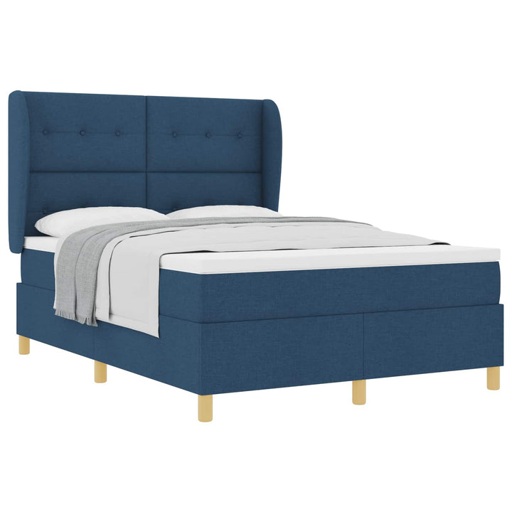 Box spring seng med madras med hovedgærde Blå 190 x 140 cm Stof