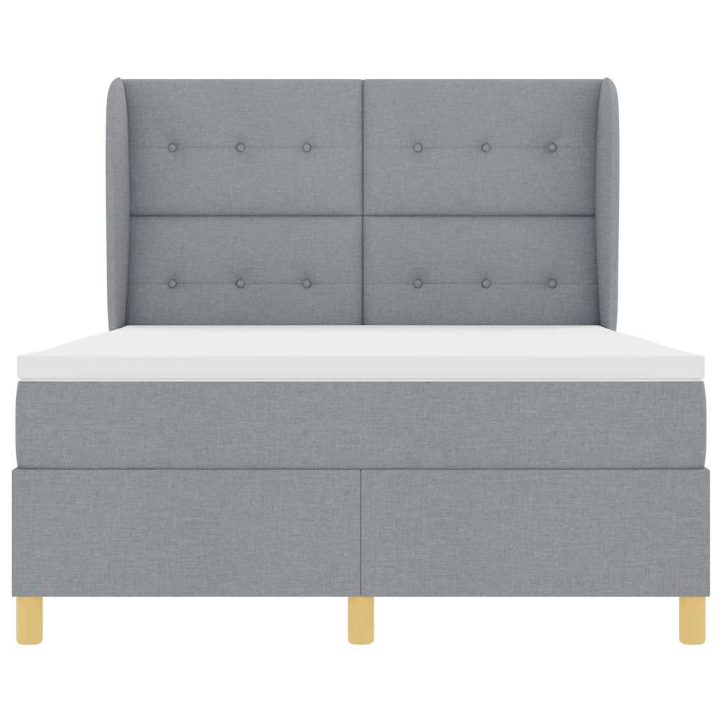Box spring seng med madras Lysegrå 200 x 140 cm Stof