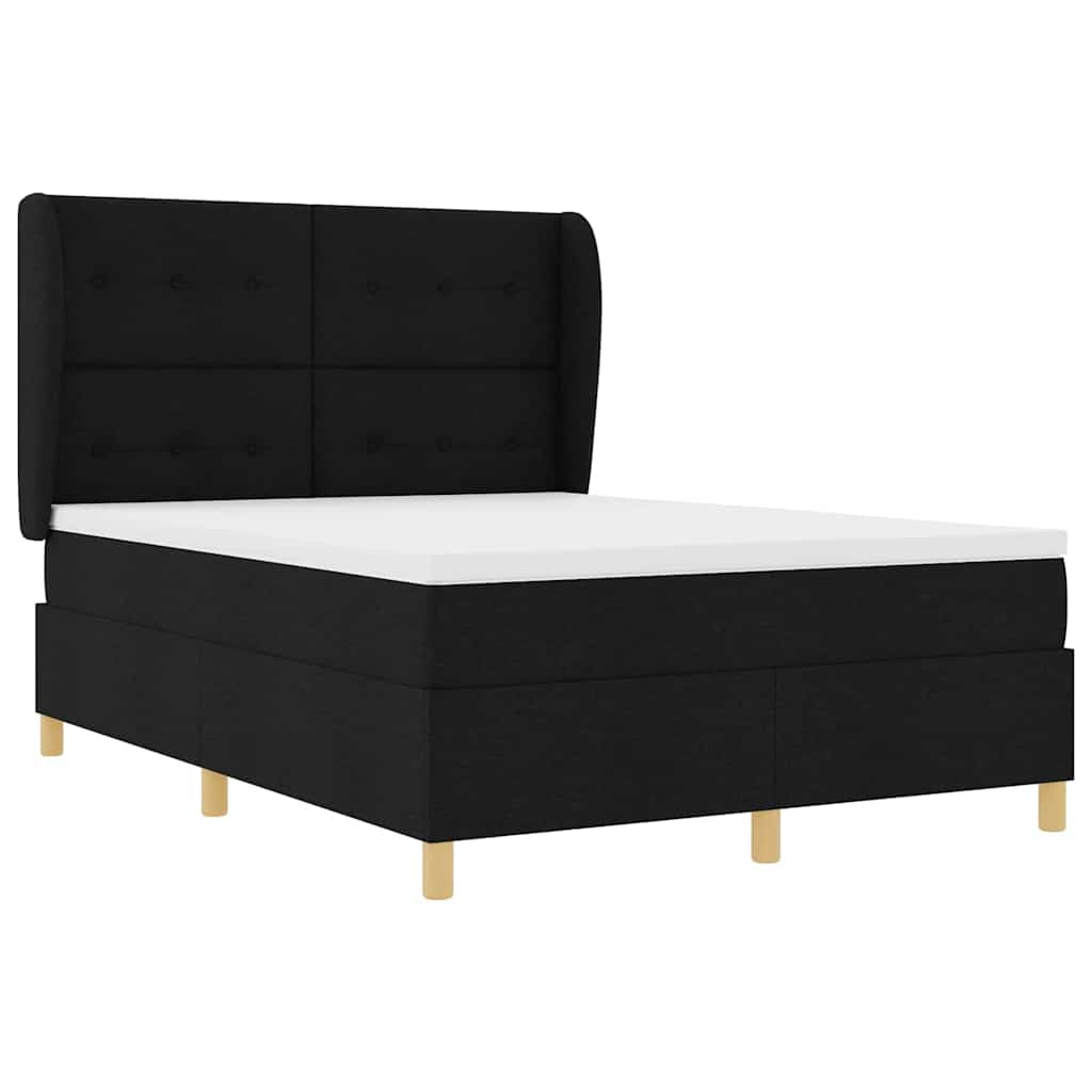 Box spring seng med madras Sort 200 x 140 cm Stof