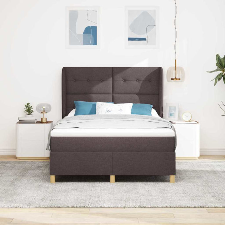 Box spring seng med madras Mørk Brun 200 x 140 cm Stof