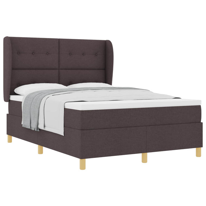 Box spring seng med madras Mørk Brun 200 x 140 cm Stof