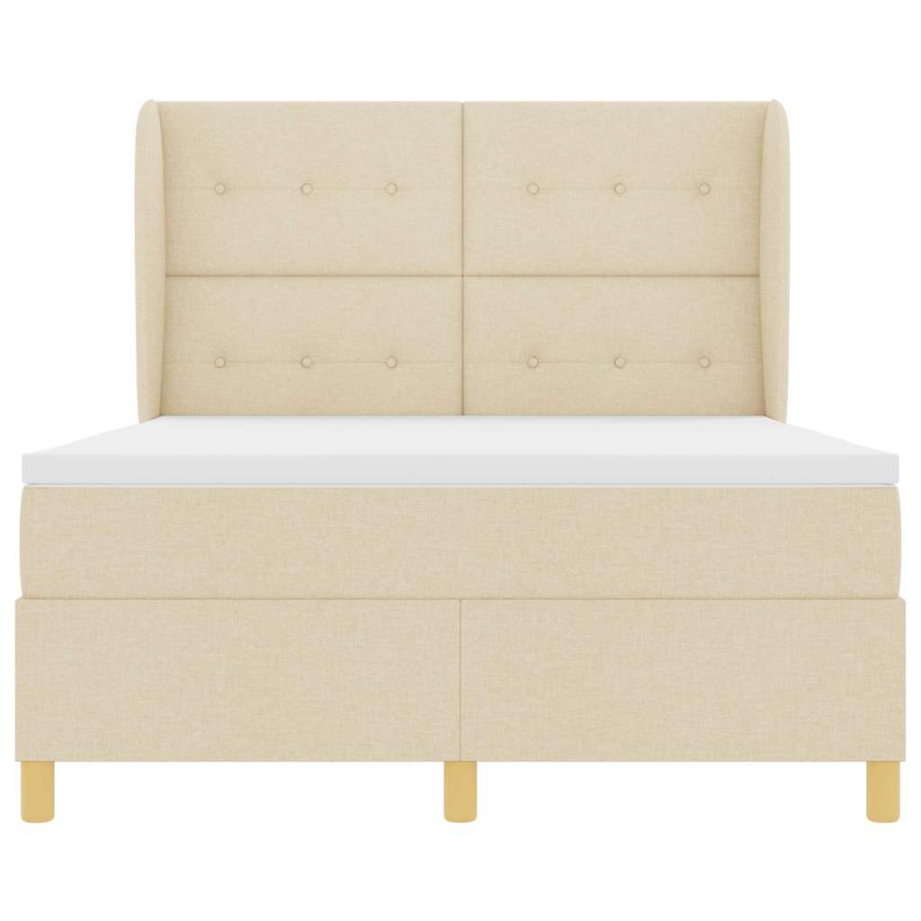 Box spring seng med hovedgærde Creme 200 x 140 cm Stof