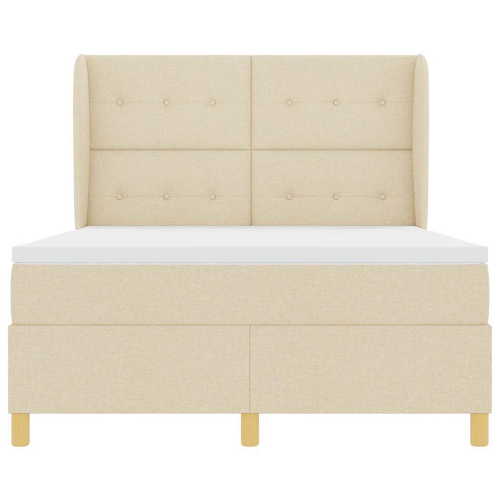 Box spring seng med hovedgærde Creme 200 x 140 cm Stof
