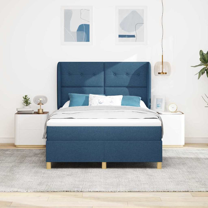 Box spring seng med madras med hovedgærde Blå 200 x 140 cm Stof