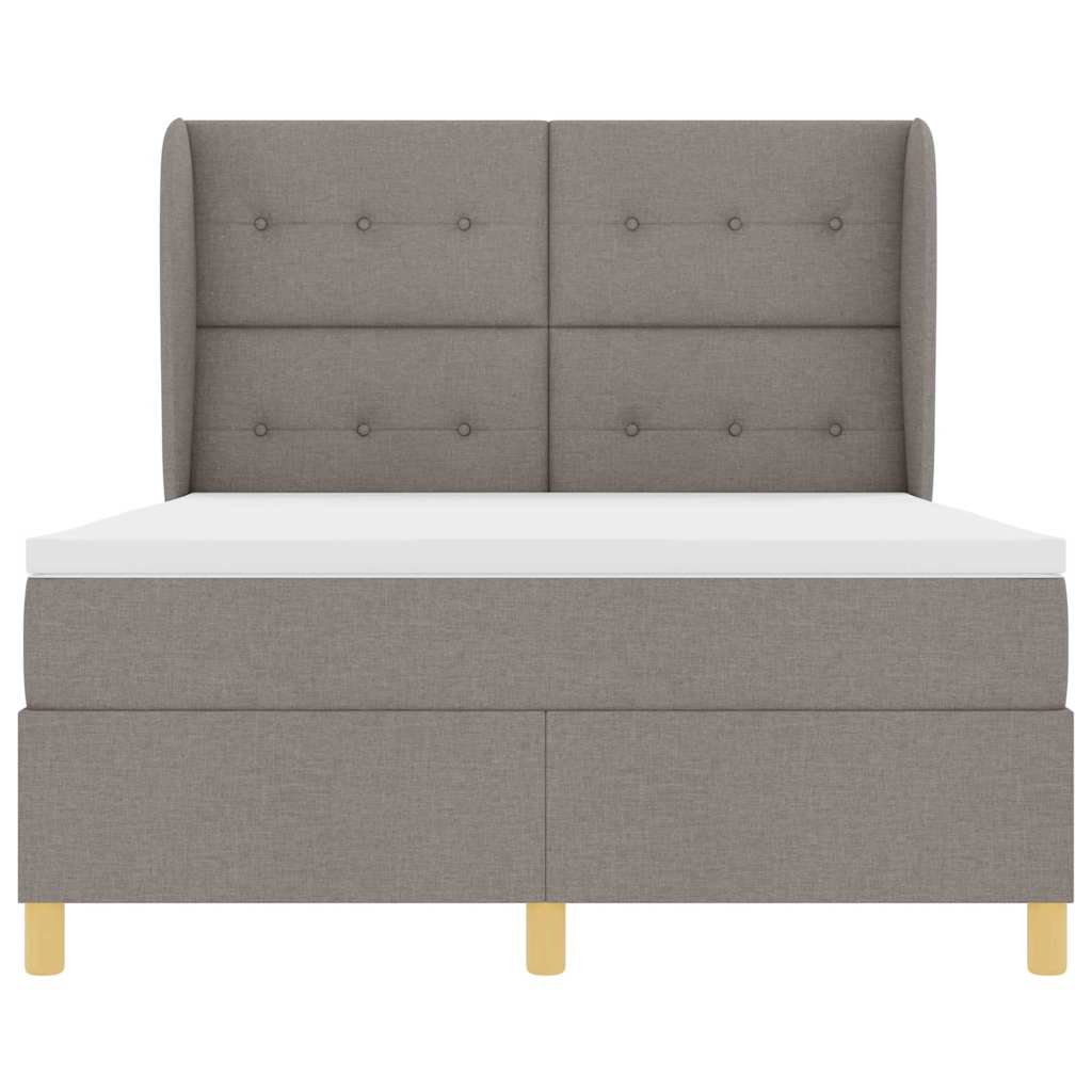 Box spring seng med hovedgærde Gråbrun 200 x 160 cm Stof