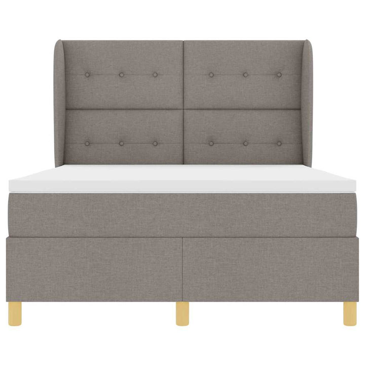 Box spring seng med hovedgærde Gråbrun 200 x 160 cm Stof