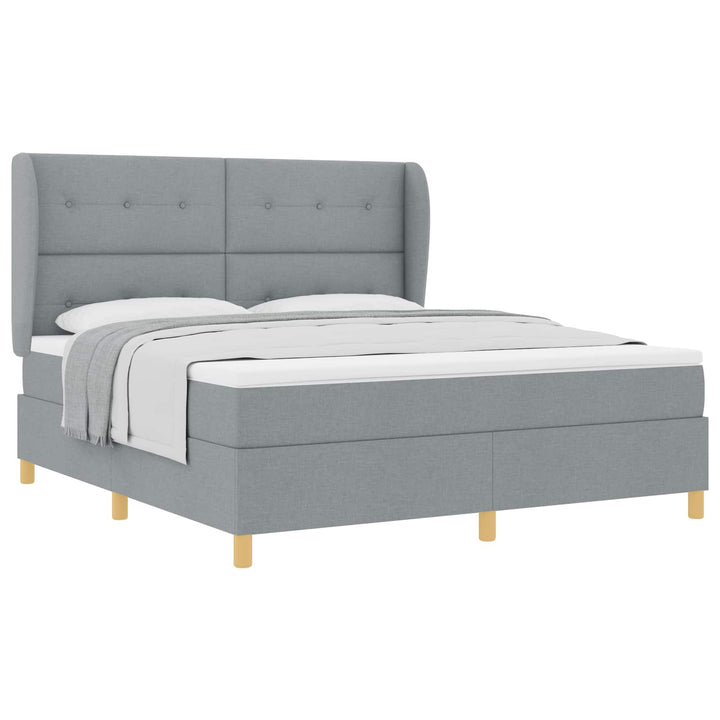 Box spring seng med madras Lysegrå 200 x 180 cm Stof