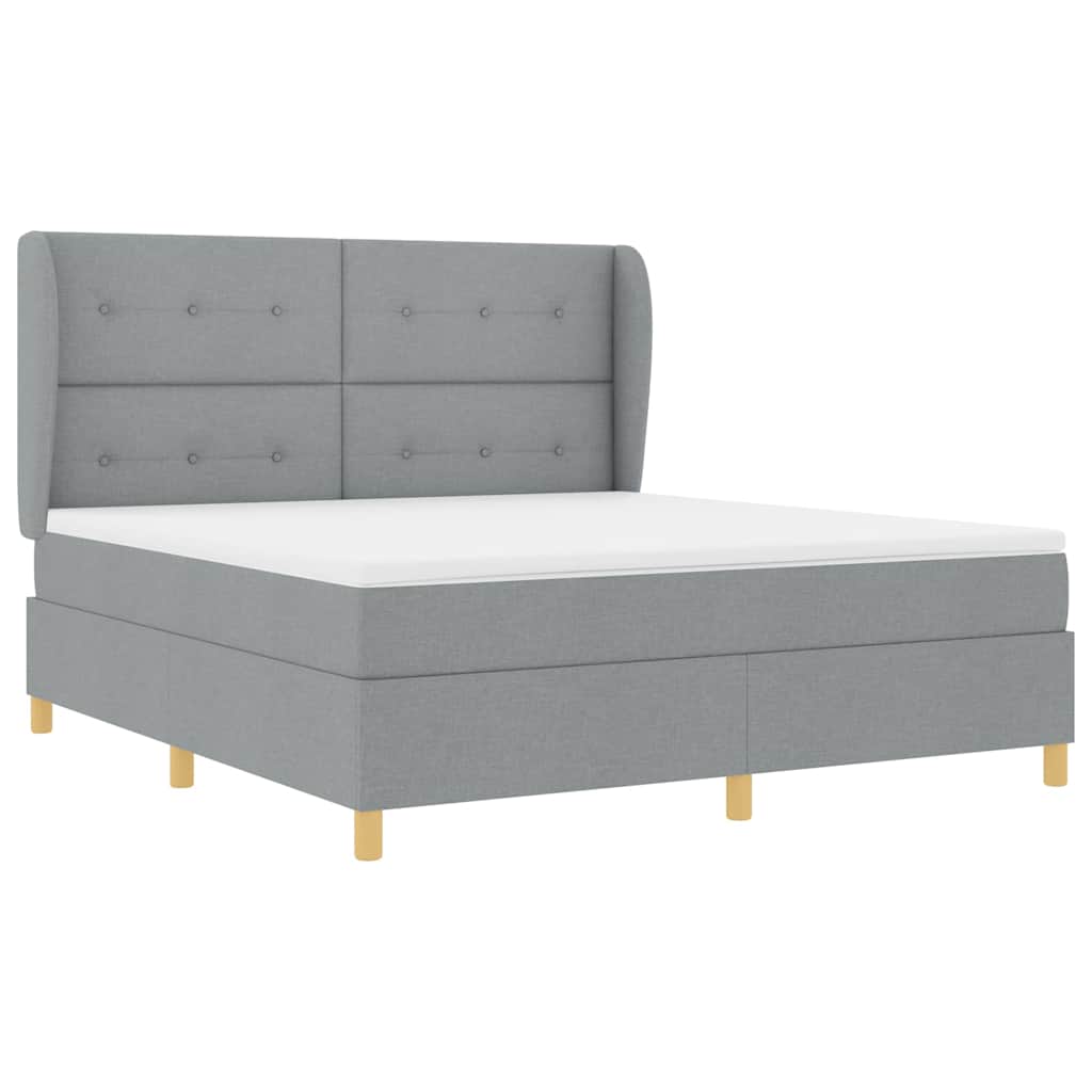 Box spring seng med madras Lysegrå 200 x 180 cm Stof