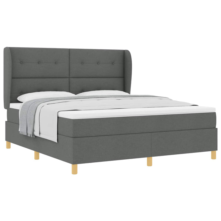 Box spring seng med hovedgærde Mørkegrå 200 x 180 cm Stof