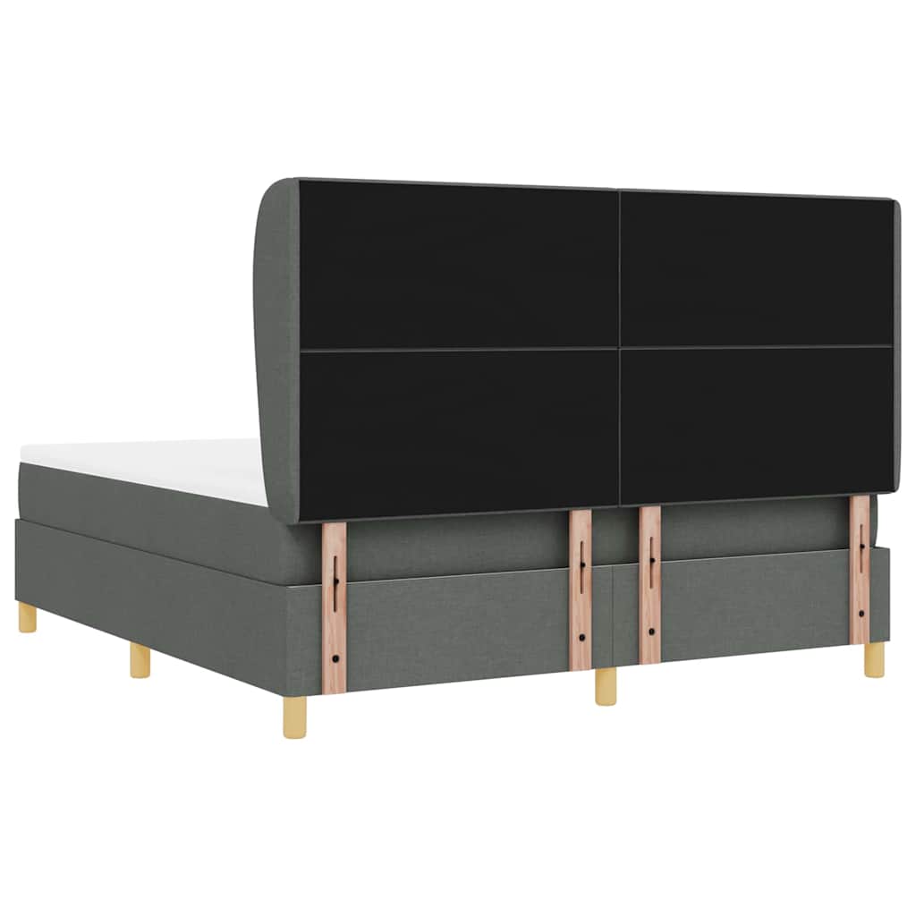 Box spring seng med hovedgærde Mørkegrå 200 x 180 cm Stof