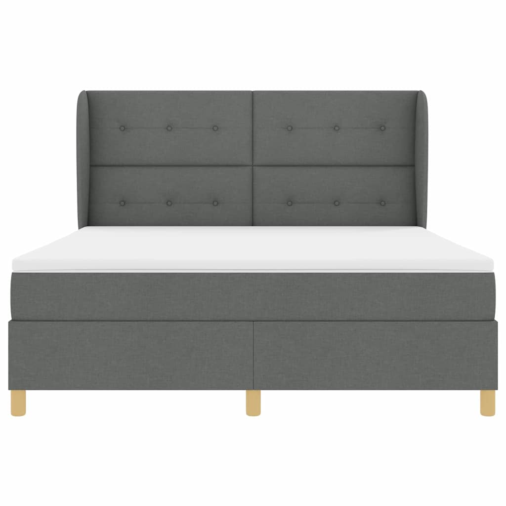 Box spring seng med hovedgærde Mørkegrå 200 x 180 cm Stof