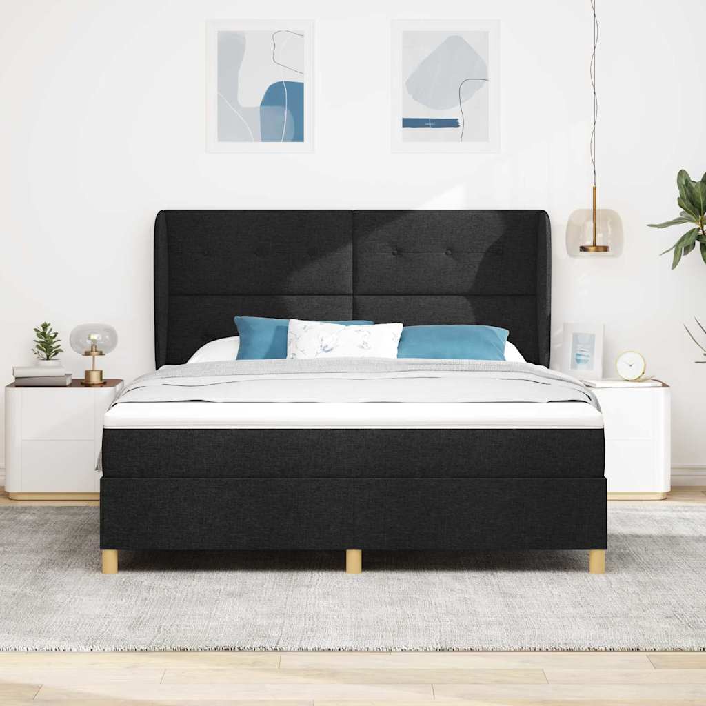 Box spring seng med madras Sort 200 x 180 cm Stof