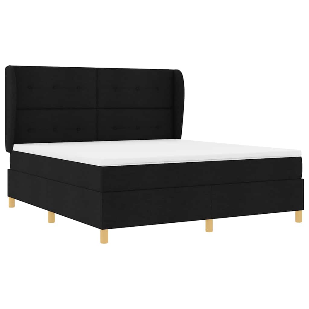 Box spring seng med madras Sort 200 x 180 cm Stof