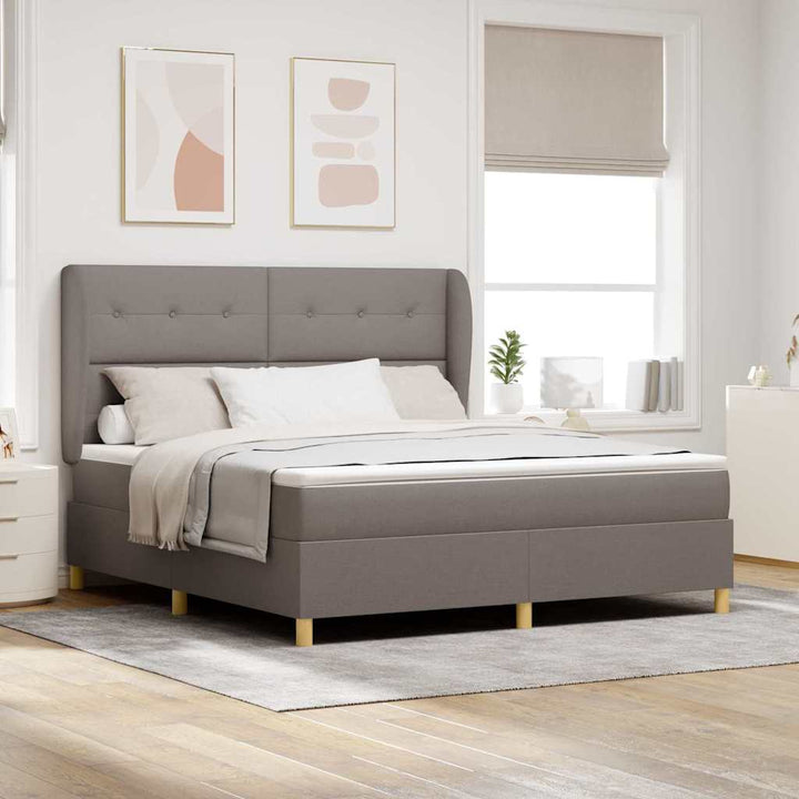 Box spring seng med madras Gråbrun 200 x 180 cm Stof