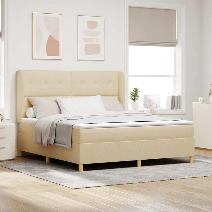 Box spring seng med madras Creme 200 x 180 cm Stof