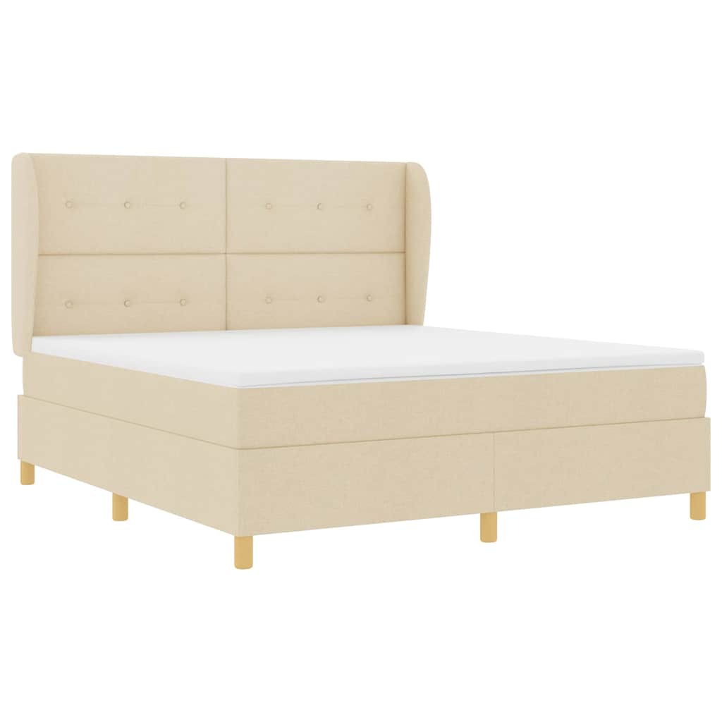 Box spring seng med madras Creme 200 x 180 cm Stof