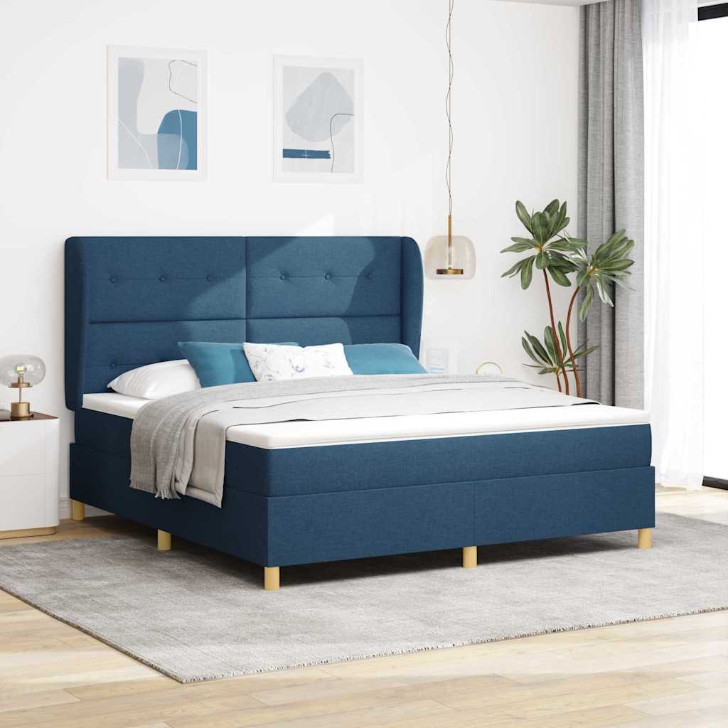 Box spring seng med hovedgærde Blå 200 x 180 cm Stof