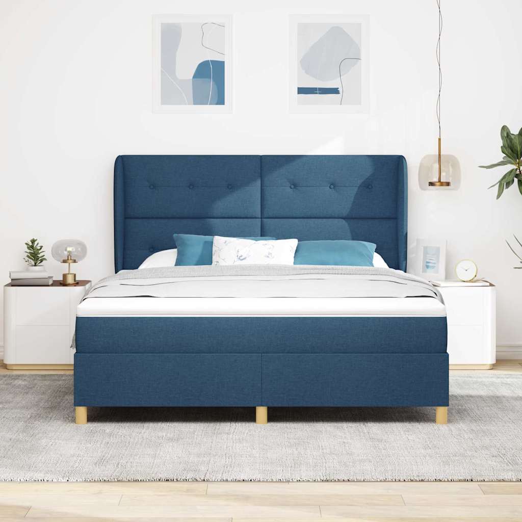 Box spring seng med hovedgærde Blå 200 x 180 cm Stof