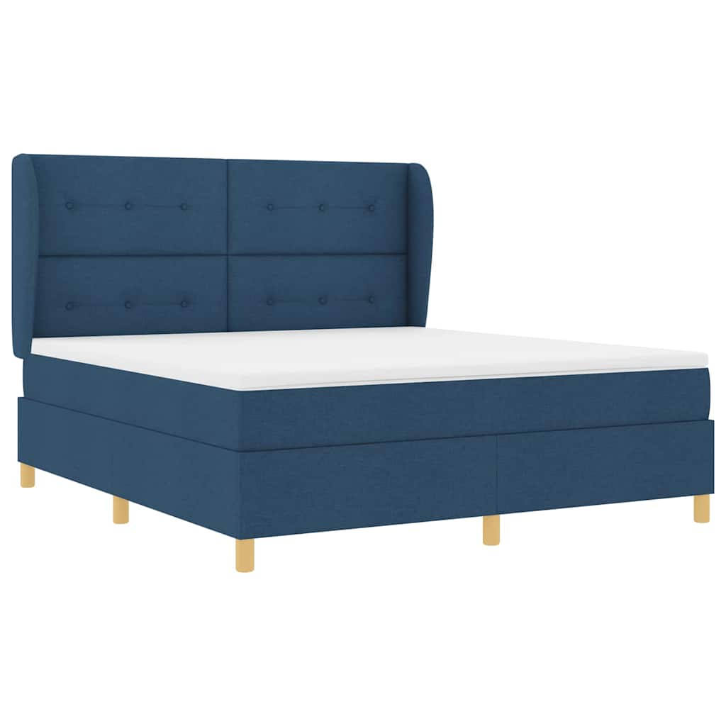 Box spring seng med hovedgærde Blå 200 x 180 cm Stof