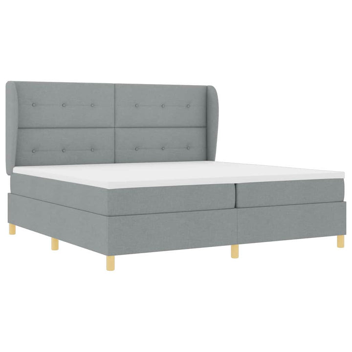 Box spring seng med hovedgærde Lysegrå 200 x 200 cm Stof