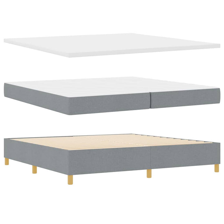 Box spring seng med hovedgærde Lysegrå 200 x 200 cm Stof