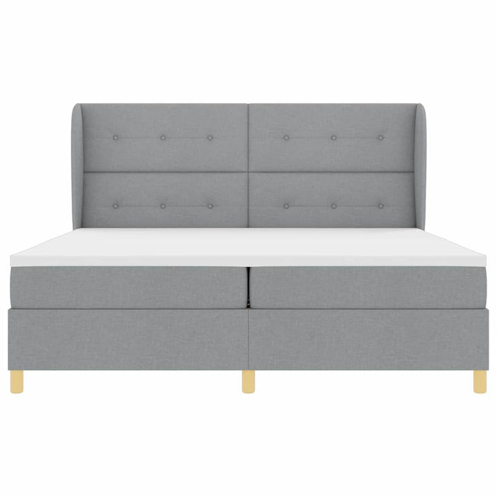 Box spring seng med hovedgærde Lysegrå 200 x 200 cm Stof