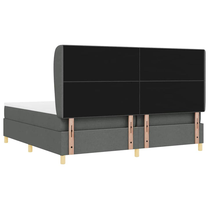 Box spring seng med hovedgærde Mørkegrå 200 x 200 cm Stof