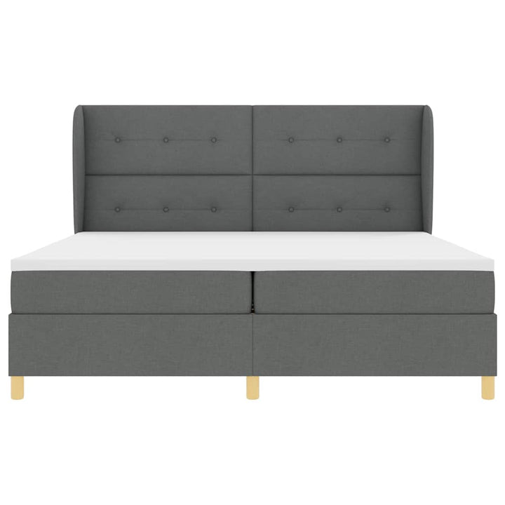 Box spring seng med hovedgærde Mørkegrå 200 x 200 cm Stof