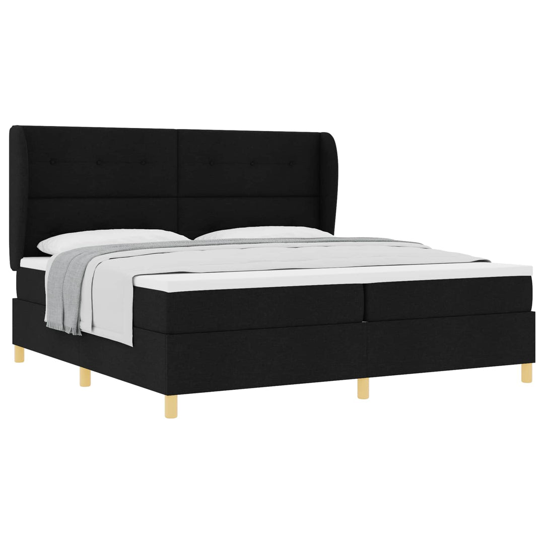 Box spring seng med hovedgærde Sort 200 x 200 cm Stof