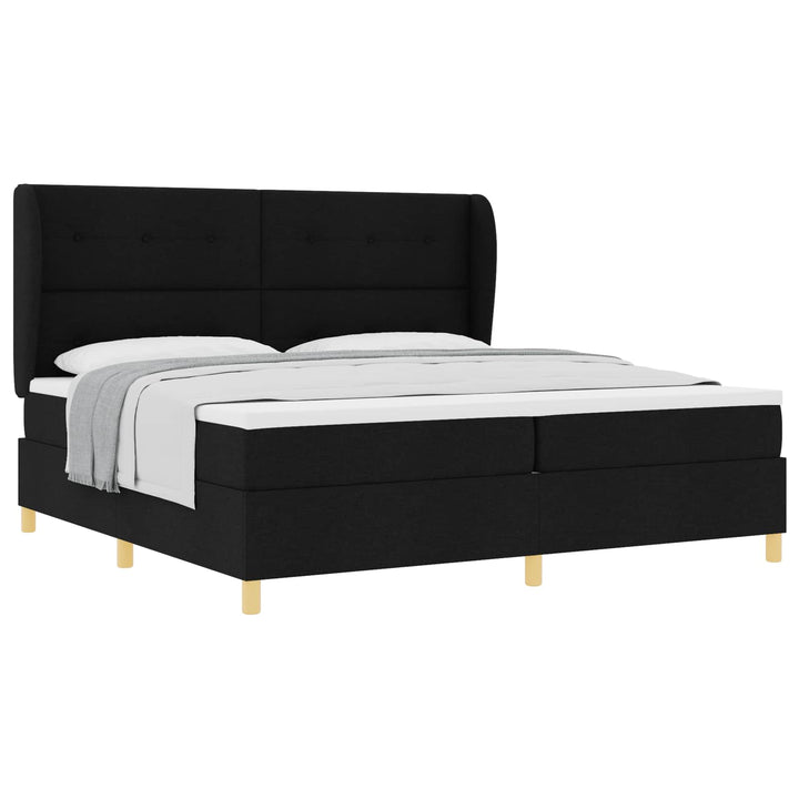 Box spring seng med hovedgærde Sort 200 x 200 cm Stof