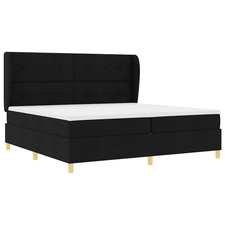 Box spring seng med hovedgærde Sort 200 x 200 cm Stof