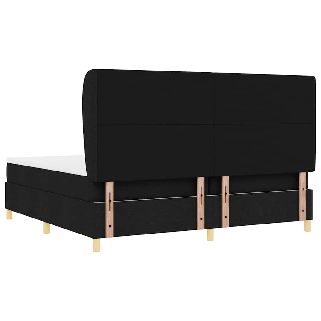 Box spring seng med hovedgærde Sort 200 x 200 cm Stof