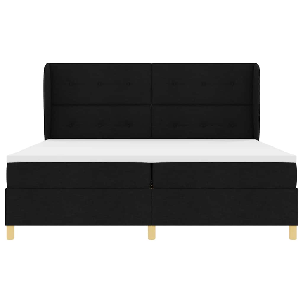 Box spring seng med hovedgærde Sort 200 x 200 cm Stof