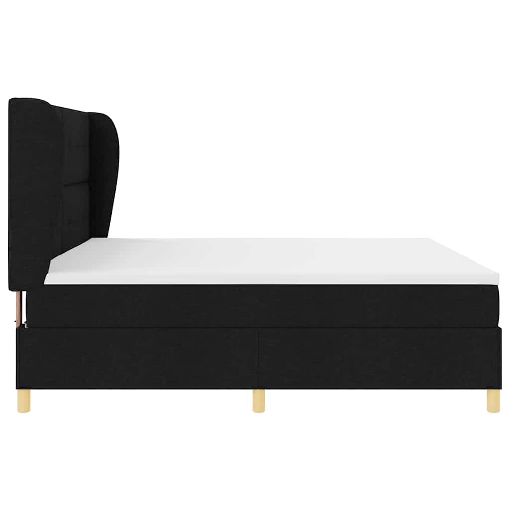 Box spring seng med hovedgærde Sort 200 x 200 cm Stof