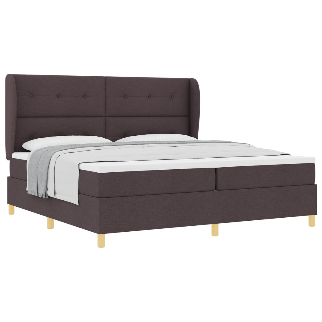Box spring seng med hovedgærde Mørk Brun 200 x 200 cm Stof
