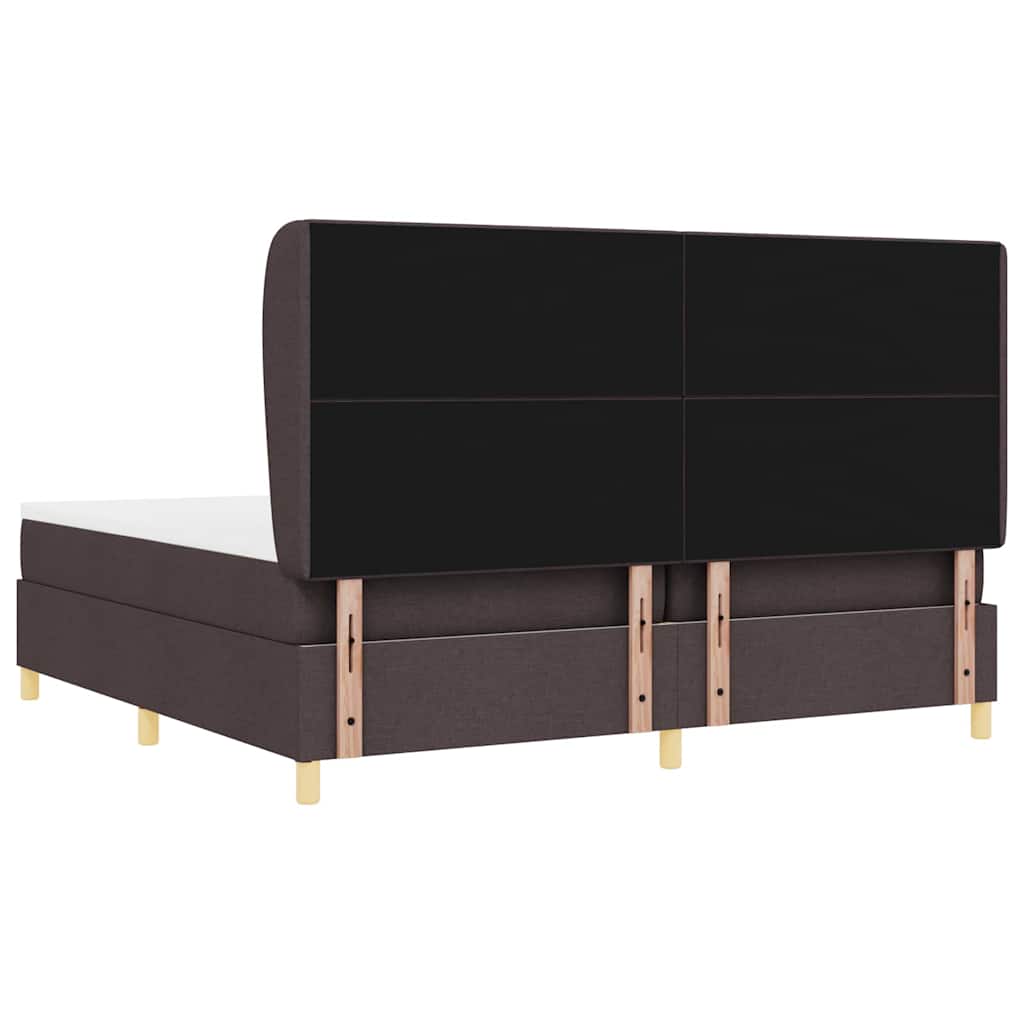 Box spring seng med hovedgærde Mørk Brun 200 x 200 cm Stof