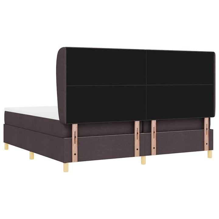 Box spring seng med hovedgærde Mørk Brun 200 x 200 cm Stof