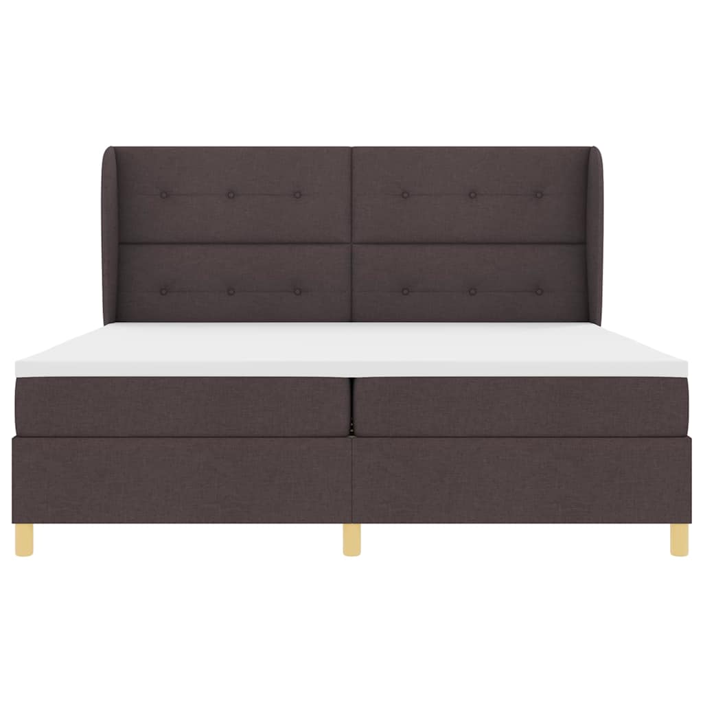 Box spring seng med hovedgærde Mørk Brun 200 x 200 cm Stof