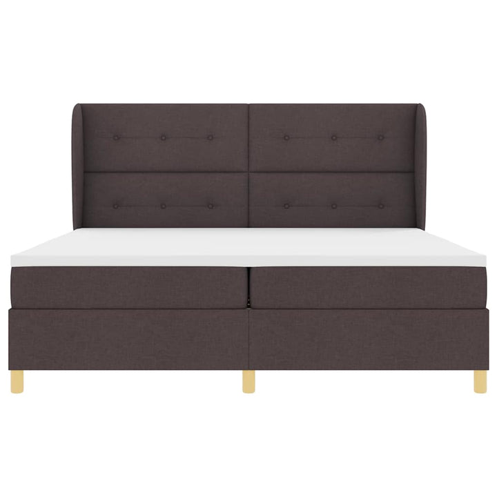 Box spring seng med hovedgærde Mørk Brun 200 x 200 cm Stof