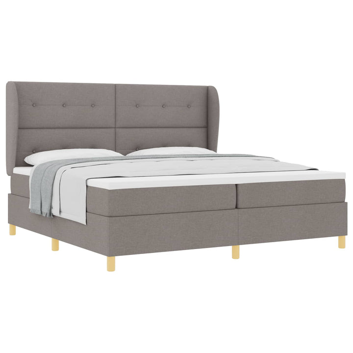Box spring seng med hovedgærde Gråbrun 200 x 200 cm Stof