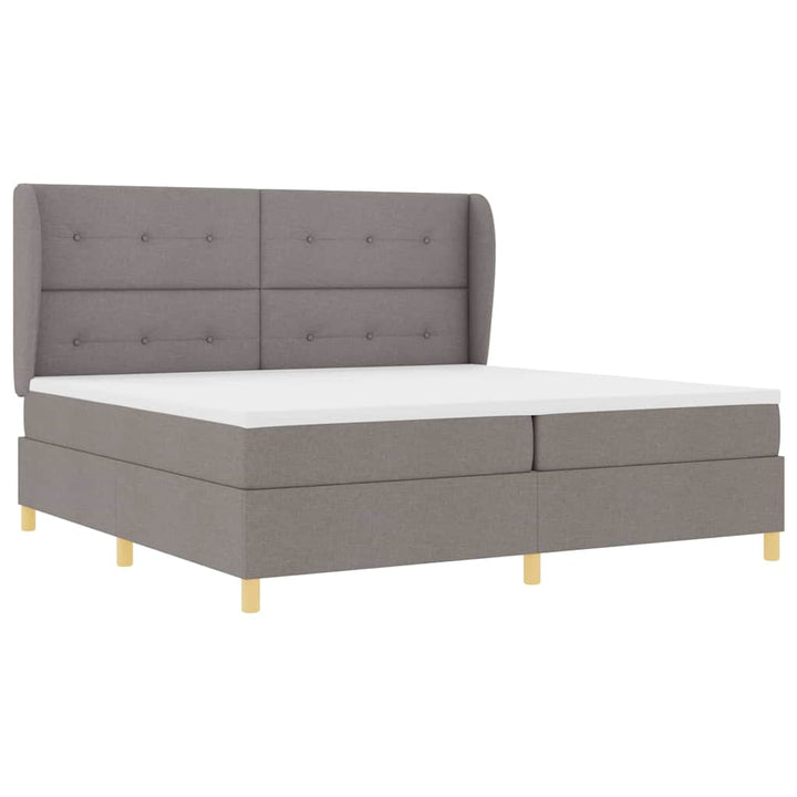 Box spring seng med hovedgærde Gråbrun 200 x 200 cm Stof