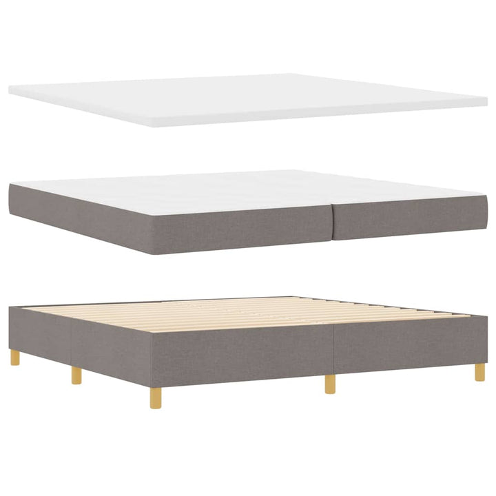 Box spring seng med hovedgærde Gråbrun 200 x 200 cm Stof