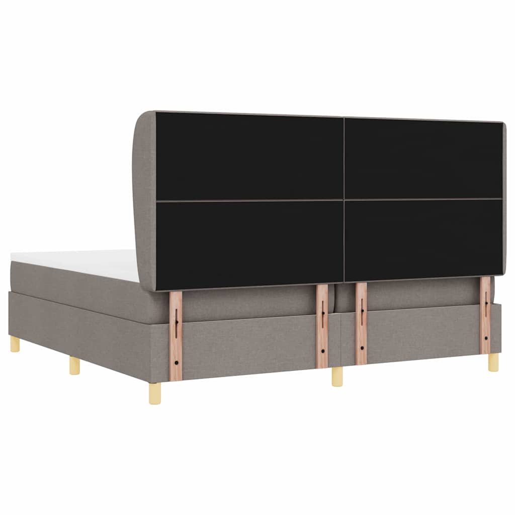 Box spring seng med hovedgærde Gråbrun 200 x 200 cm Stof