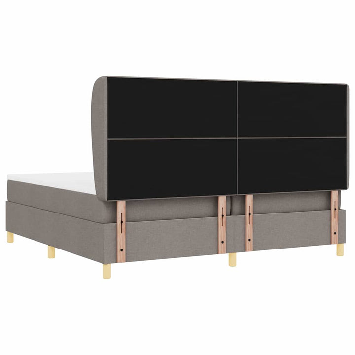 Box spring seng med hovedgærde Gråbrun 200 x 200 cm Stof