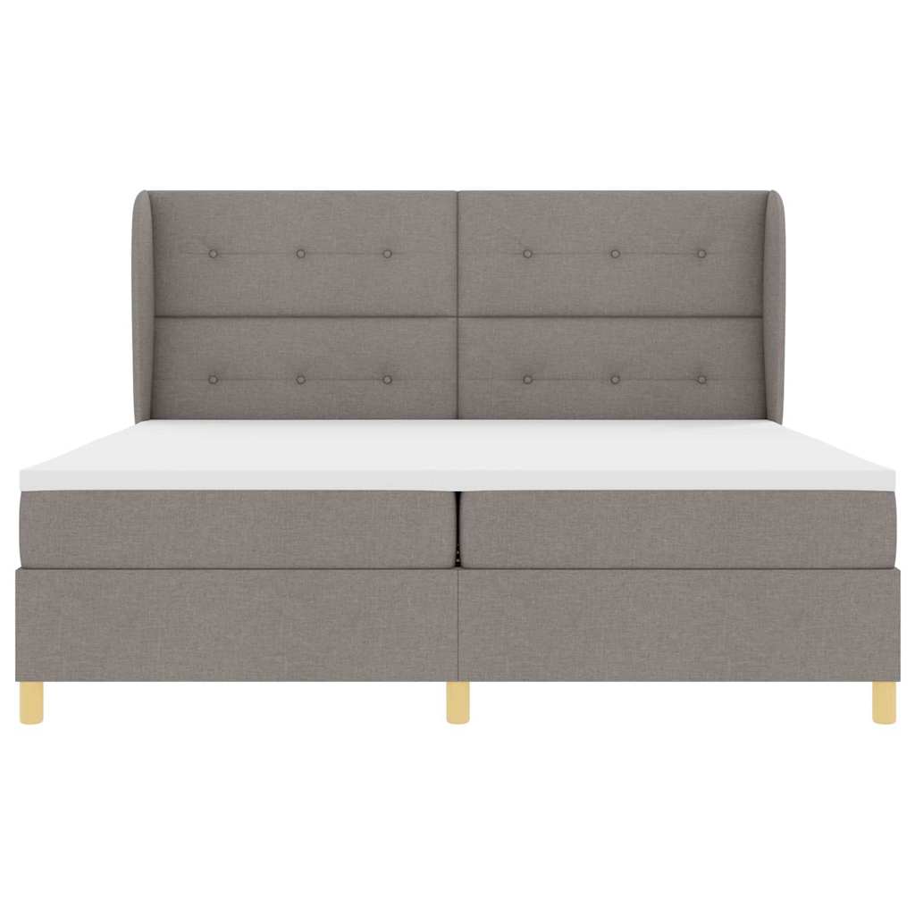 Box spring seng med hovedgærde Gråbrun 200 x 200 cm Stof